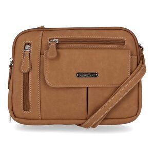 7926 Zippy Triple Compartment Crossbody Bag, Hazelnut, One Size